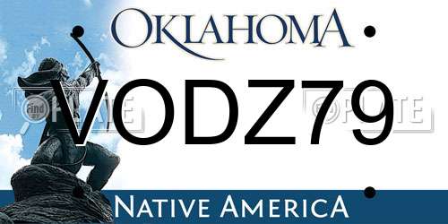VODZ79 Oklahoma License Plate