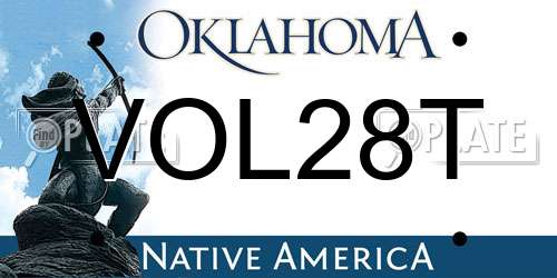 VOL28T Oklahoma License Plate