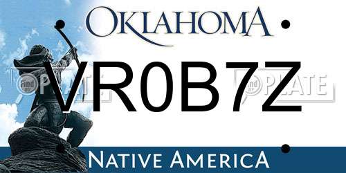 VR0B7Z Oklahoma License Plate