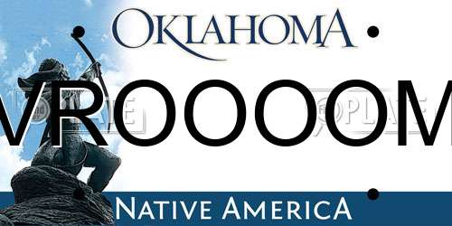 VROOOOM Oklahoma License Plate