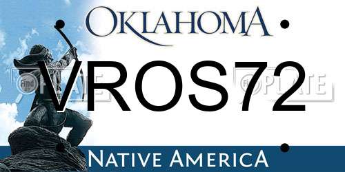 VROS72 Oklahoma License Plate