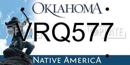 VRQ577 Oklahoma License Plate