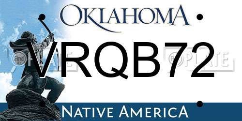 VRQB72 Oklahoma License Plate