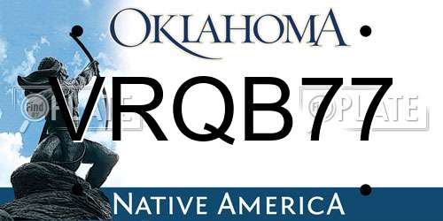 VRQB77 Oklahoma License Plate