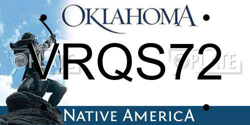 VRQS72 Oklahoma License Plate