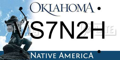 VS7N2H Oklahoma License Plate