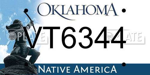 VT6344 Oklahoma License Plate