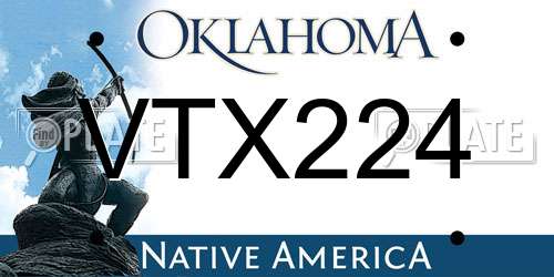 VTX224 Oklahoma License Plate