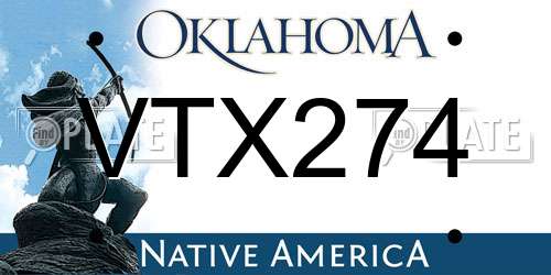 VTX274 Oklahoma License Plate