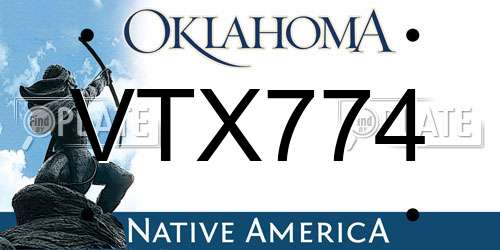 VTX774 Oklahoma License Plate