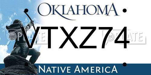 VTXZ74 Oklahoma License Plate