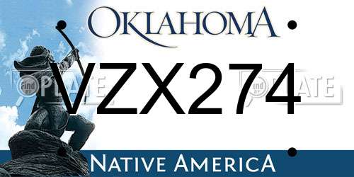 VZX274 Oklahoma License Plate