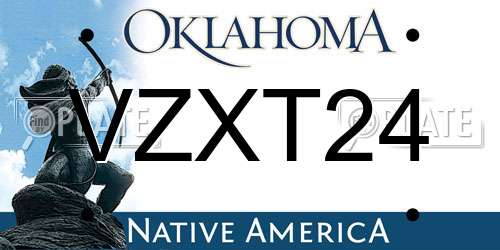 VZXT24 Oklahoma License Plate