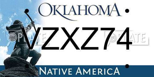 VZXZ74 Oklahoma License Plate