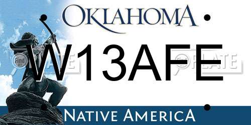 W13AFE Oklahoma License Plate