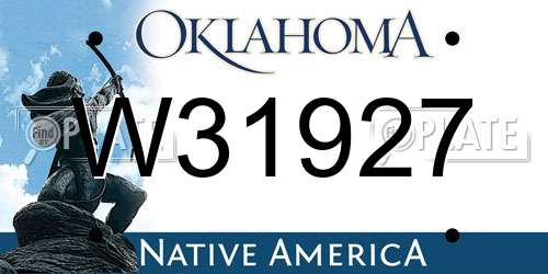 W31927 Oklahoma License Plate