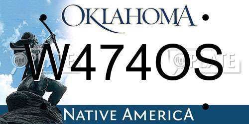 W474OS Oklahoma License Plate