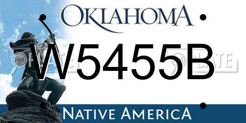 W5455B Oklahoma License Plate