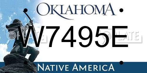 W7495E Oklahoma License Plate