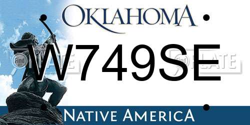 W749SE Oklahoma License Plate