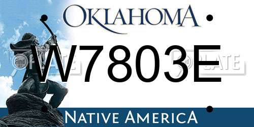 W7803E Oklahoma License Plate