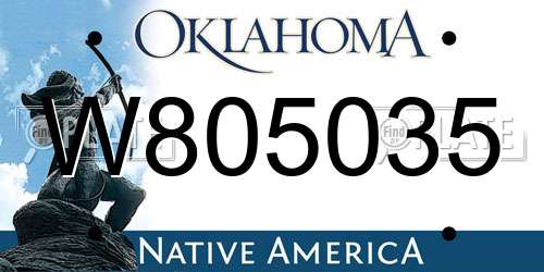 W805035 Oklahoma License Plate