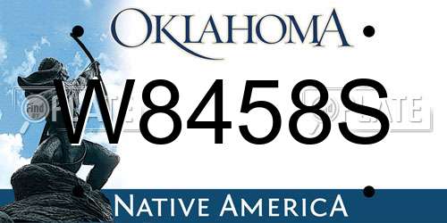 W8458S Oklahoma License Plate