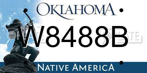W8488B Oklahoma License Plate