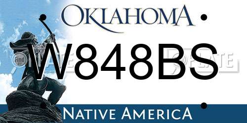 W848BS Oklahoma License Plate