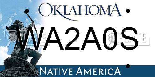 WA2A0S Oklahoma License Plate
