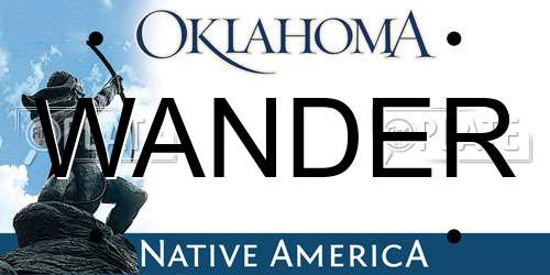 WANDER Oklahoma License Plate