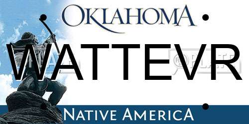 WATTEVR Oklahoma License Plate