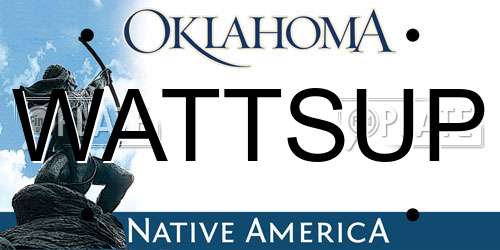 WATTSUP Oklahoma License Plate
