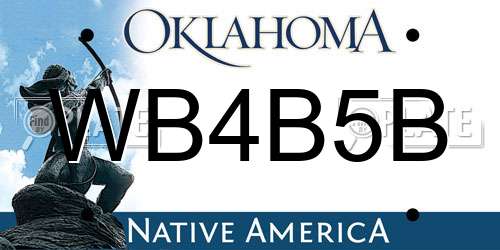 WB4B5B Oklahoma License Plate