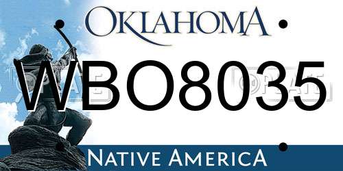 WBO8035 Oklahoma License Plate