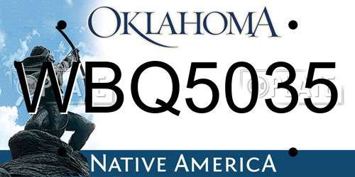 WBQ5035 Oklahoma License Plate