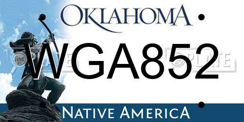WGA852 Oklahoma License Plate