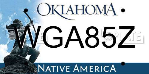 WGA85Z Oklahoma License Plate