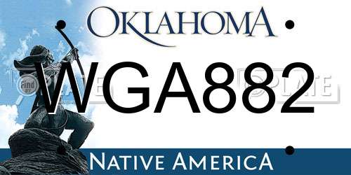 WGA882 Oklahoma License Plate