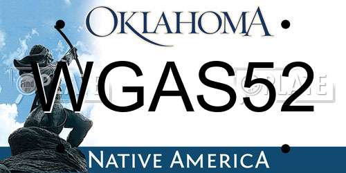 WGAS52 Oklahoma License Plate