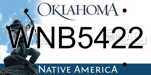 WNB5422 Oklahoma License Plate