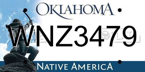 WNZ3479 Oklahoma License Plate