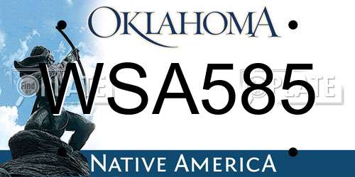 WSA585 Oklahoma License Plate