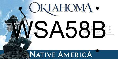 WSA58B Oklahoma License Plate