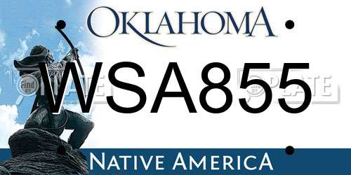WSA855 Oklahoma License Plate