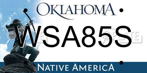 WSA85S Oklahoma License Plate