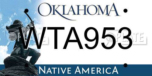 WTA953 Oklahoma License Plate