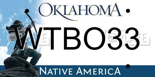 WTBO33 Oklahoma License Plate