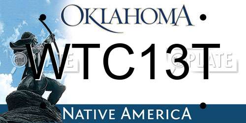 WTC13T Oklahoma License Plate