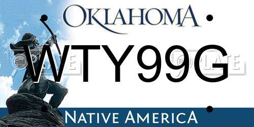 WTY99G Oklahoma License Plate